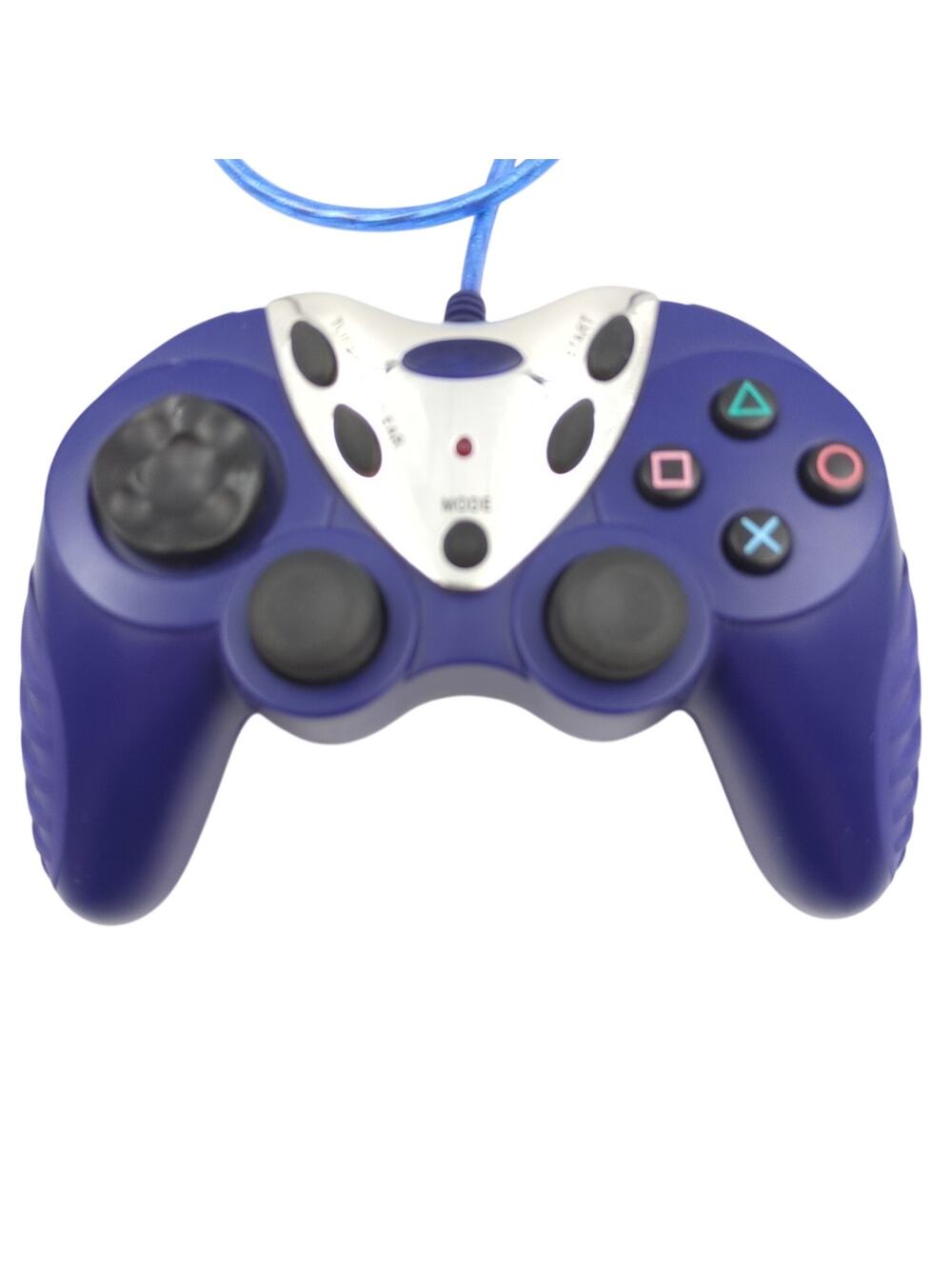 INTEC Wired Controller for PlayStation 1 PS1 PS2 Dual Analog Turbo Blue Tested